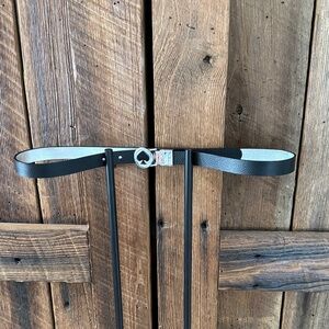 Kate spade Black Leather Belt with Silver Buckle